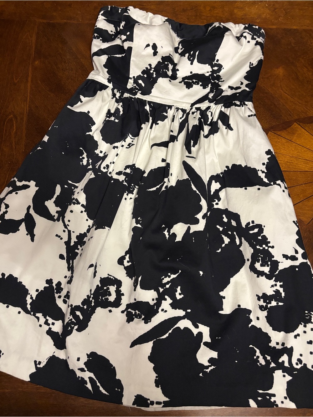 The Limited Black and White Floral Strapless Party Dress